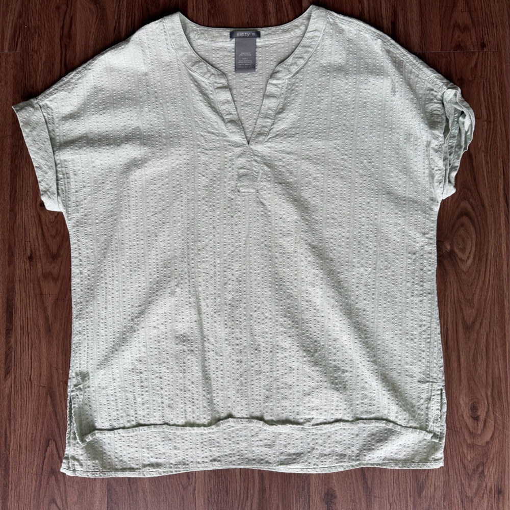 Matty M Sage Green Textured Short Sleeve Top